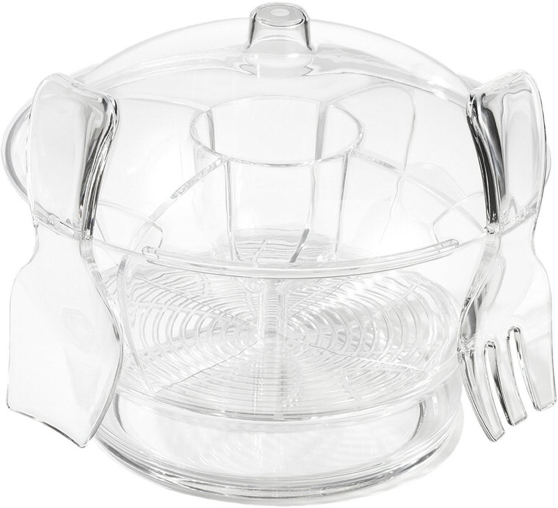 liveonshop Multi functional Salad Bowl with Dome Lid Glass Disposable Serving Bowl(Clear, Pack of 1)