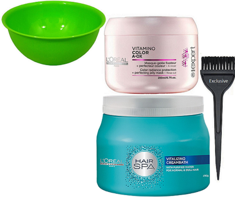 exclusive Hair Brush, Vitalizing creambath spa, Vitamino Color Masque, Bowl(4 Items in the set)