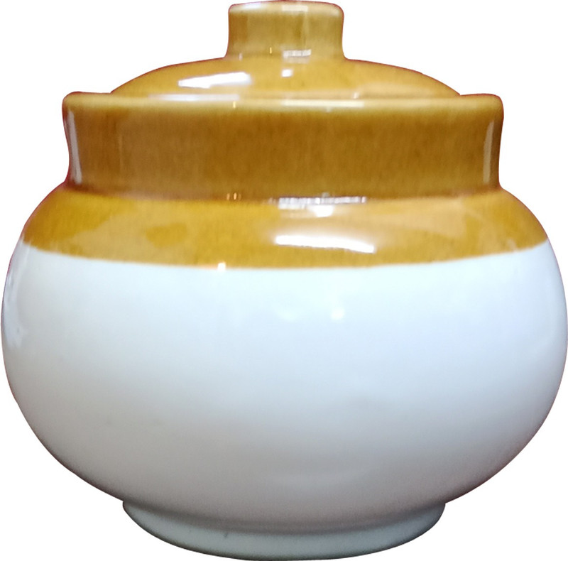 sawan shopping mart Handmade Ceramic Barni Container Ceramic/Stoneware martban in Mustard Contemporary (Medium Size) (1 Pc) - 500 ml Ceramic Pickle Container & Salt Pepper Container Jars with Lid(Brown) 500gm capacity(Make in India)  - 500 ml Ceramic Pickle Container & Salt Pepper Container, Oil Con