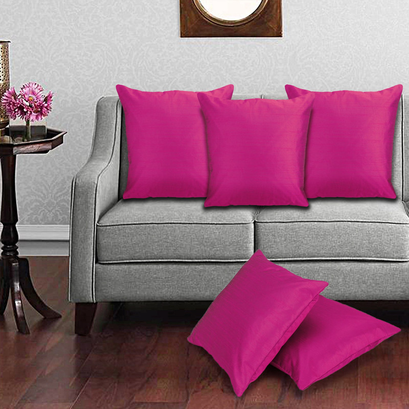 bantal Plain Cushions & Pillows Cover(Pack of 5, 40 cm*40 cm, Pink)