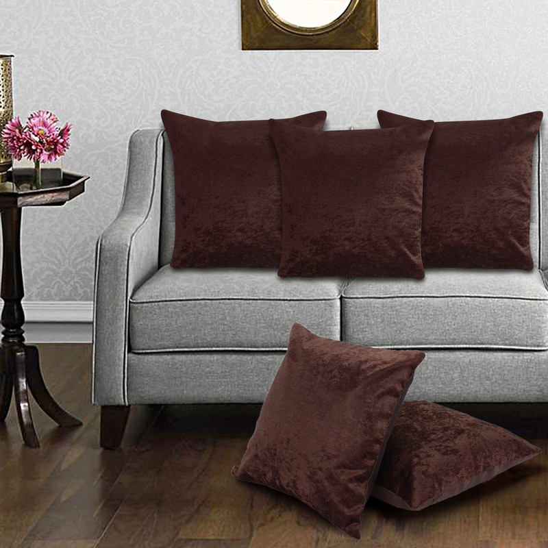 bantal Plain Cushions & Pillows Cover(Pack of 5, 40 cm*40 cm, Brown)