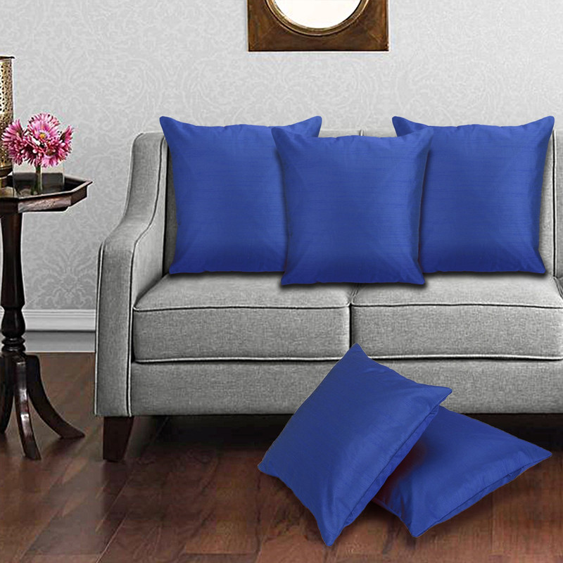 bantal Plain Cushions & Pillows Cover(Pack of 5, 40 cm*40 cm, Blue)