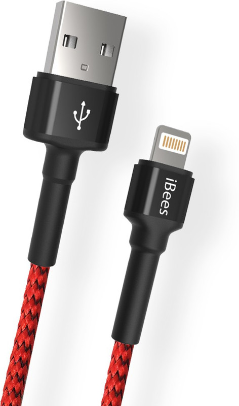 ibees iB-02 1.2 m Lightning Cable(Compatible with iPhone, iPad, Red, Sync and Charge Cable)