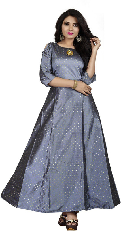 nisha enterprise Anarkali Gown(Grey)