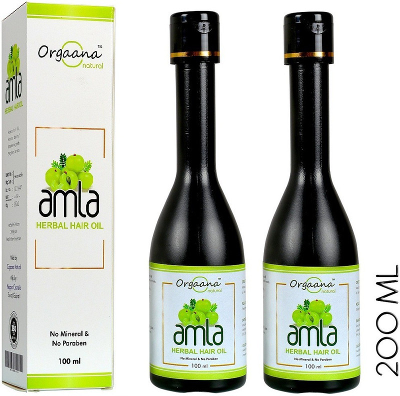 orgaana natural amla herbal hair oil for hair Growth with 10 Natural oils pack of 2 Hair Oil(200 ml)