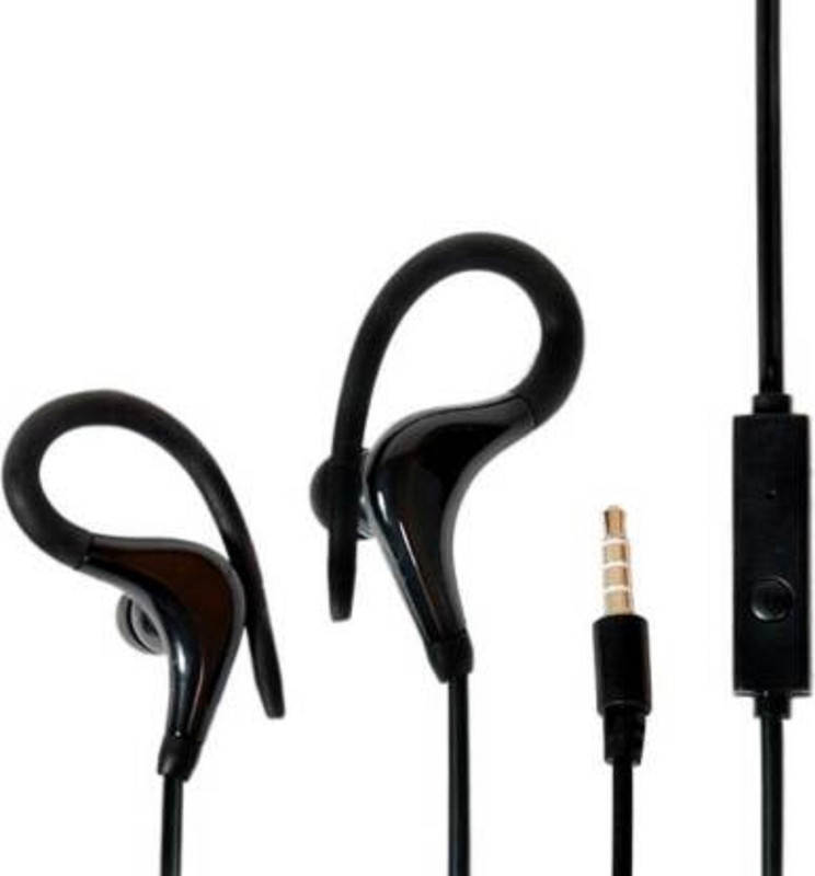 rathore 879 enterprises Sports Earphone With Trendy Ear Hook Wired Headset with Mic(Black, In the Ear)