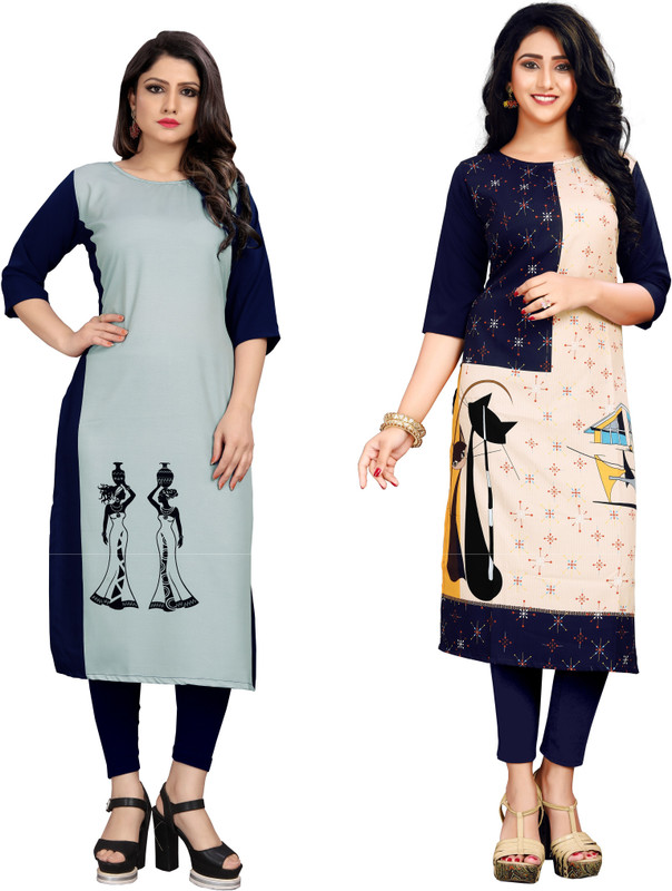 kaival fashion Festive & Party Printed Women Kurti(Pack of 2, Multicolor)