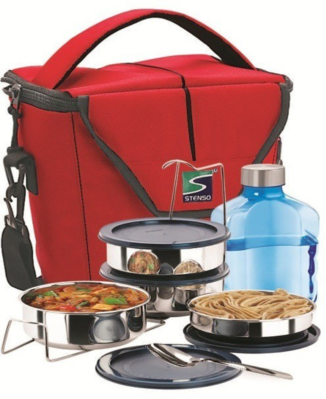 stenso Twisto 4 c, 4 Stainless Steel Air tight Containers + Water Bottle + Lid + Spoon (600 ml) 4 Containers Lunch Box(600 ml)