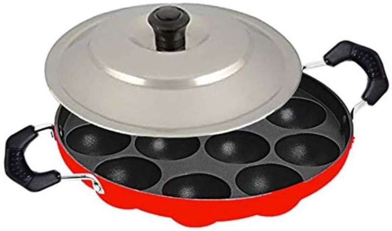 wrypro Proper 12 Cavity Non-stick Appam Maker with Lid NA Pan 23 cm diameter with Lid (Aluminium, Non-stick) Paniarakkal with Lid(Aluminium, Non-stick)