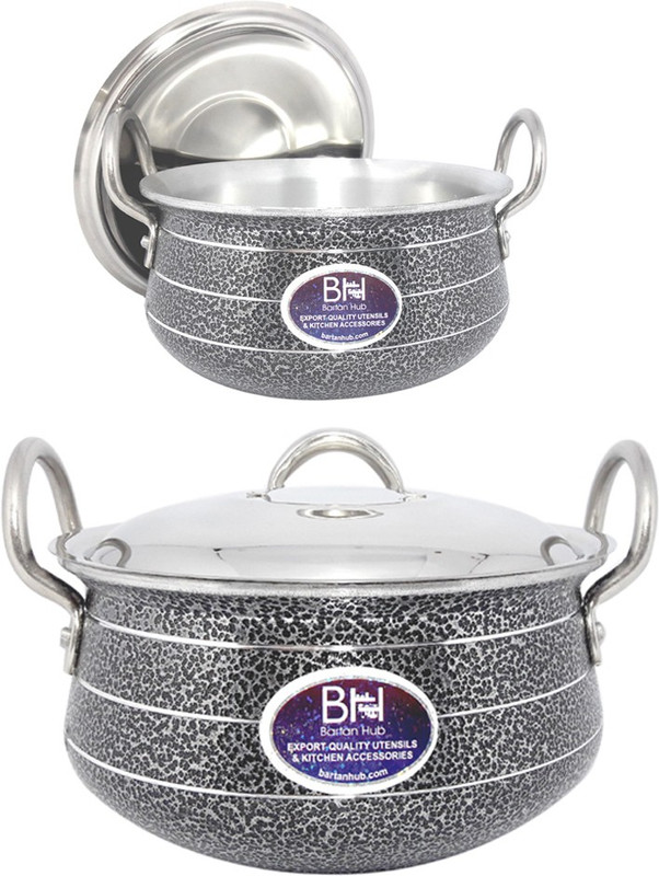 bartan hub Pot/Handi with lid (1500ml,3500ml) Pot 1.5 L, 3.5 L with Lid(Aluminium)