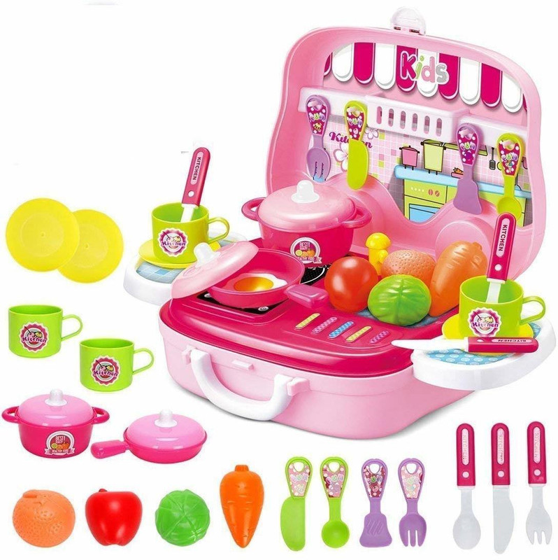 GearNexo Mini Kitchen Set for Kids Pretend Play Cooking Toy Set with Utensils