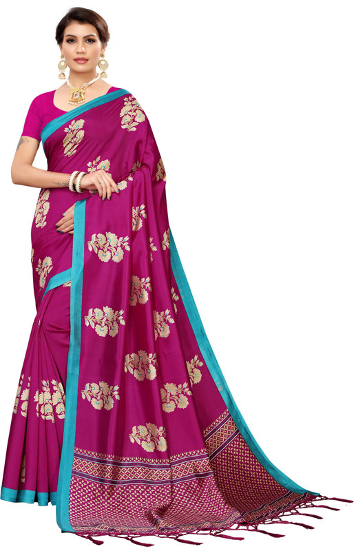medlly Printed Fashion Art Silk Saree(Purple)