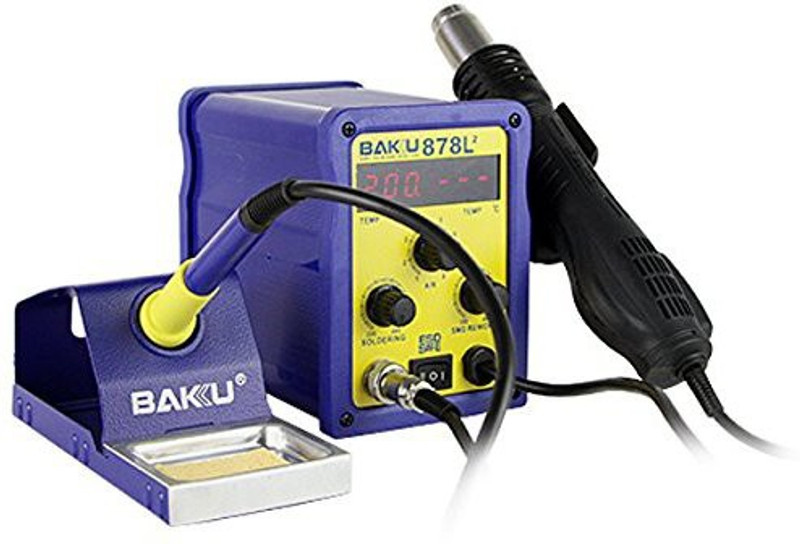 BAKU BK-878L 700W 220V EU Plug 2 in 1 Rework Soldering Iron and Hot Air Gun 700 W Temperature Controlled(Pointed Tip)