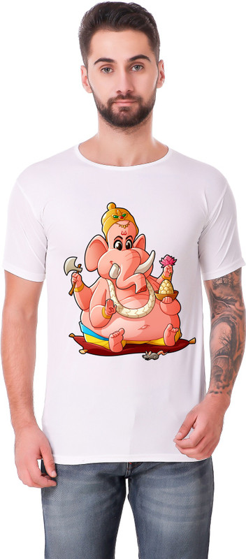 bengvomart Printed Men & Women Round Neck White T-Shirt