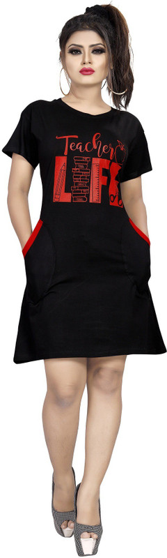 Lincy Fashion Printed Women Round Neck Black T Shirt Desertcart