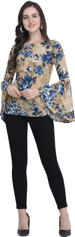 sr creative Casual Bell Sleeve Floral Print Women Multicolor Top