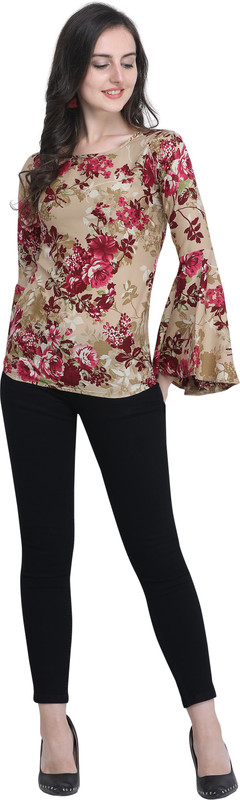 sr creative Casual Bell Sleeve Floral Print Women Multicolor Top