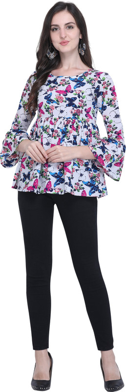 sr creative Casual Bell Sleeve Floral Print Women Multicolor Top