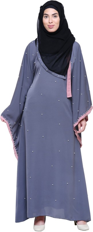 ZUZUU Abaya Burqa With Hijab (Dupatta/Scarf) (Gray Colour_Free Size_Burqa For Woman) Poly...