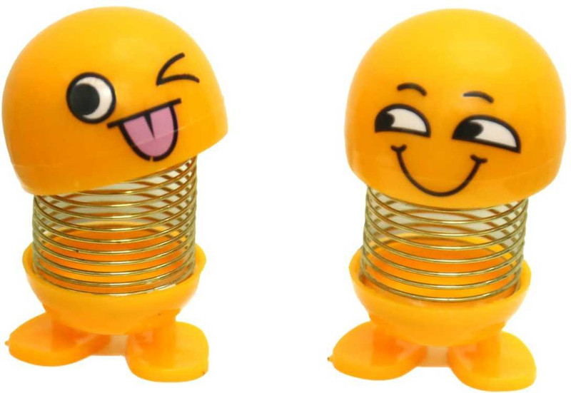 moon crest Smiley Spring Doll, Cute Emoji Bobble Head Dolls Car Dashboard(Yellow)