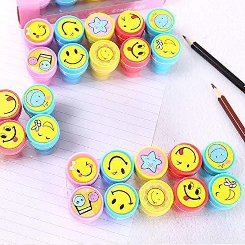 ASU Kid's Emoji Design Stamp Craft School Supplies Multi Use Set (10 Pieces)