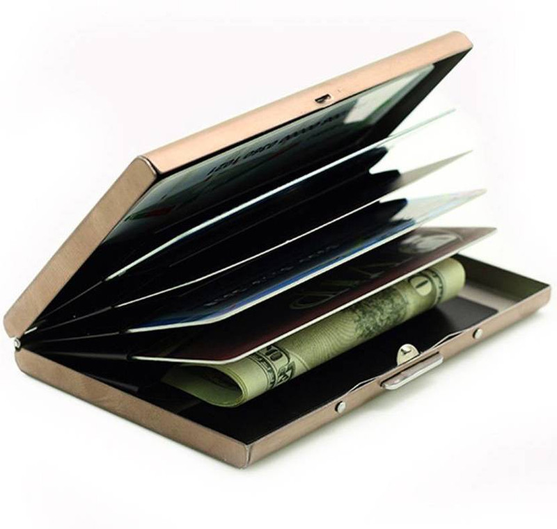 MSNL Multipurpose Rose Gold RFID Blocked ATM 6 Card Holder(Set of 1, Gold)