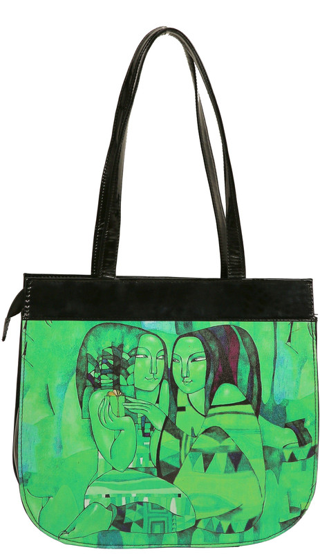 white shadow Women Green Tote