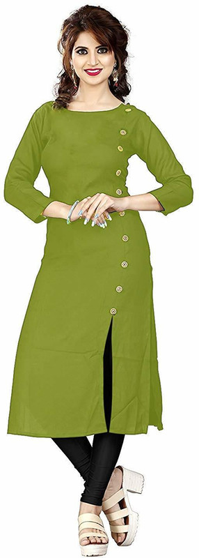 savani fashion Women Solid Frontslit Kurta(Green)