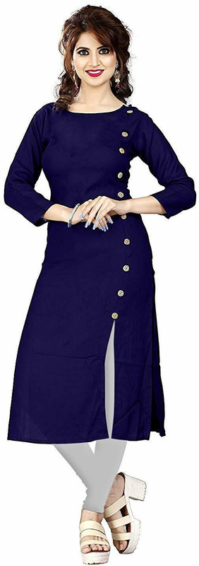 savani fashion Women Solid A-line Kurta(Blue)
