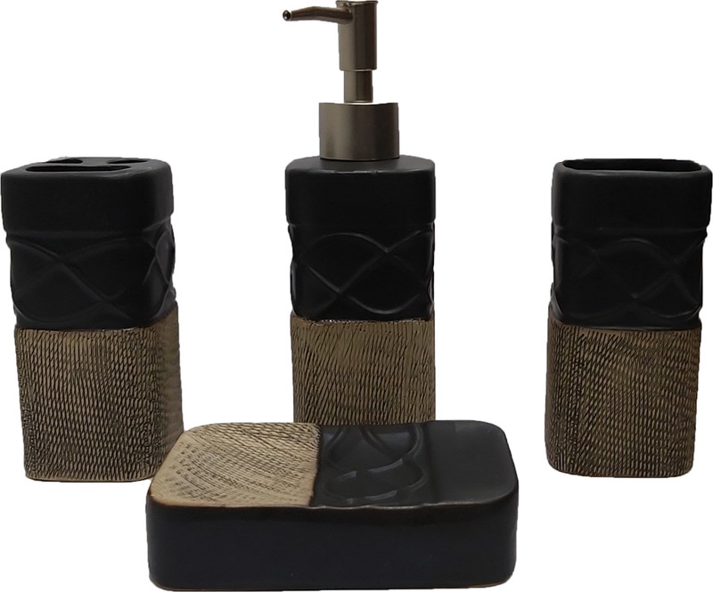 madhav MADHAV CERAMIC SET OF 4 BATHROOM ACCESSORIES ( LIQUID SOAP DISPENSER, SOAP DISH, TOOTH BRUSH HOLDER, TOOTH PASTE HOLDER) 300 ml Gel, Lotion, Foam, Conditioner, Soap, Shampoo Dispenser