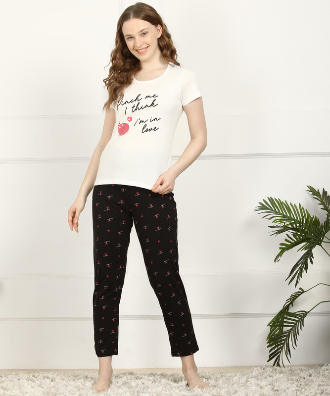 Buy Dreambe Women Printed White Night Suit Set Online at desertcartCyprus