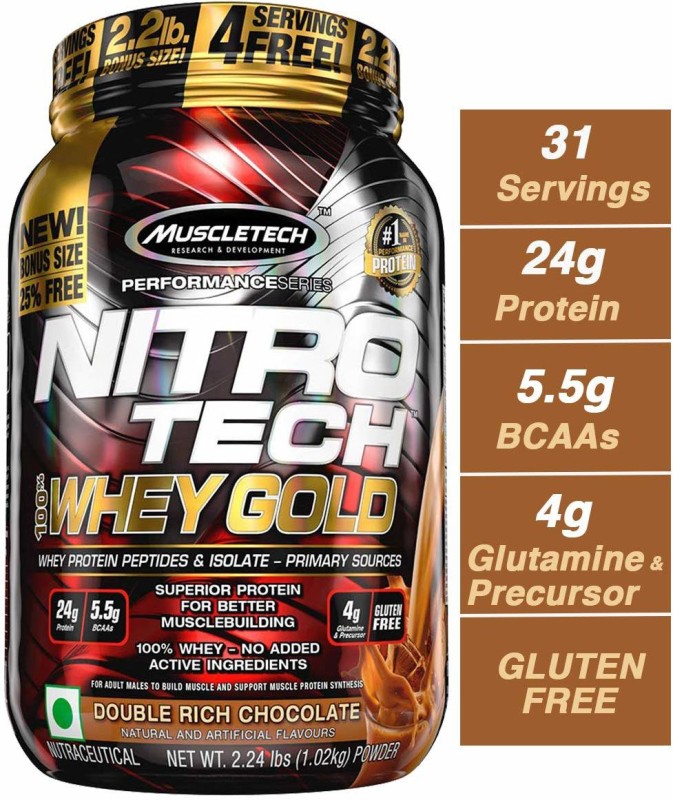 Muscletech Performance Series Nitrotech 100% Whey Gold Whey Protein(1.02 kg, Double Rich Chocolate)