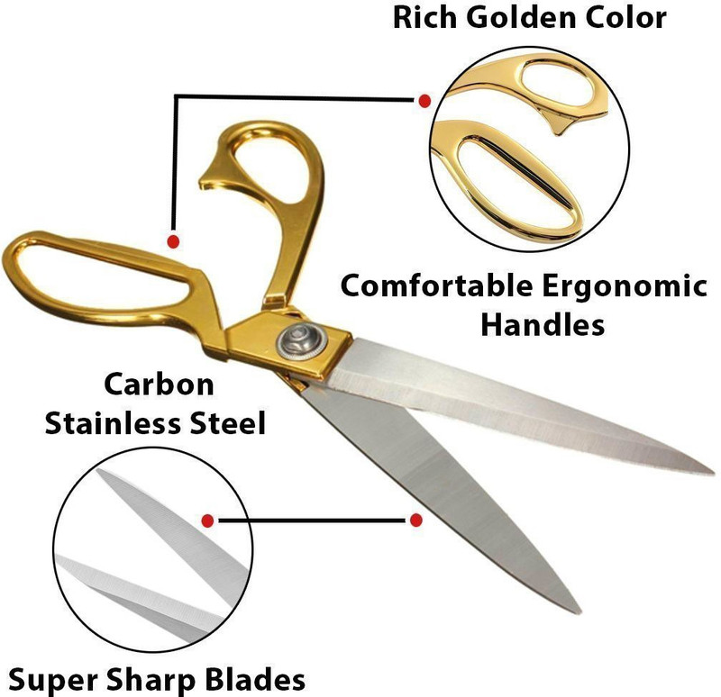 StealODeal Premium Brass Handle Stainless Steel Blade Gold-Silver Professional Scissor Scissors(Set of 1, Gold-Silver)