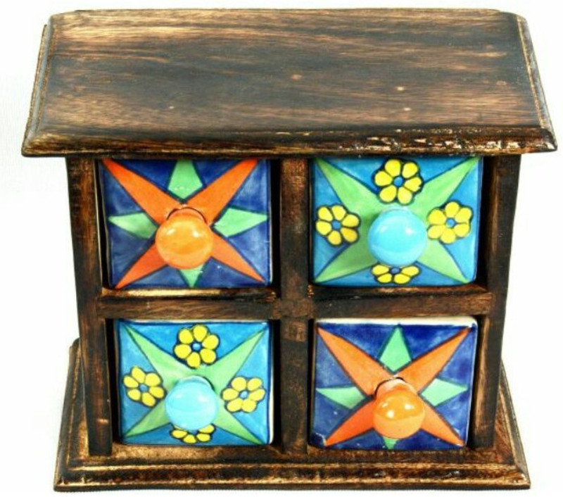 cart of crafts Decorative Showpiece  -  25 cm(Wood, Ceramic, Multicolor)