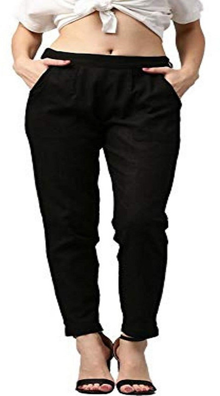 indicum Slim Fit Women Black Trousers