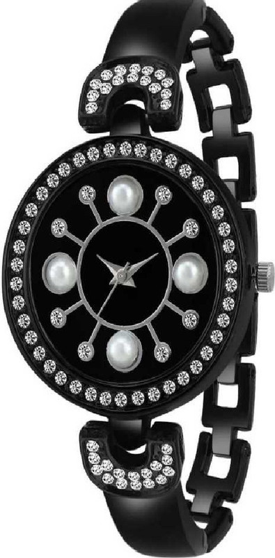 kalathiya New Black Attractive Band With Fancy Dial Woman Analog Analog Watch  - For Girls