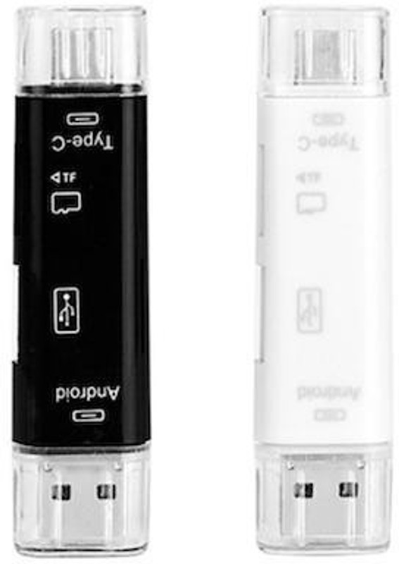 dhriyag (Pack of 2) USB Type C 3.1/ USB 2.0 / Micro USB TF Micro SD Card Reader Card Reader(White, Black)
