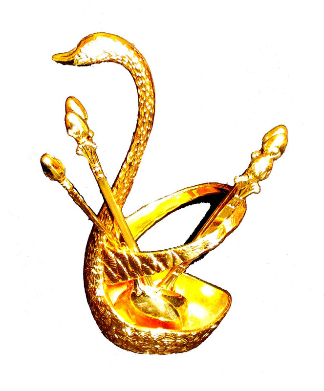 udaipuri handicraft Export quality Metal Swan Dessert Spoon Holder Stainless Steel Cutlery Set(Pack of 1)