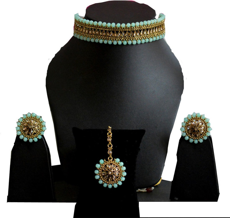 kaurz crown Metal Jewel Set(Blue, Red)