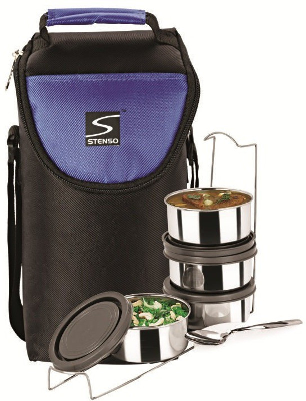 stenso Presto 4c, 4 Stainless Steel Airtight Containers + Spoon + Lid (600 ml) 4 Containers Lunch Box(600 ml)
