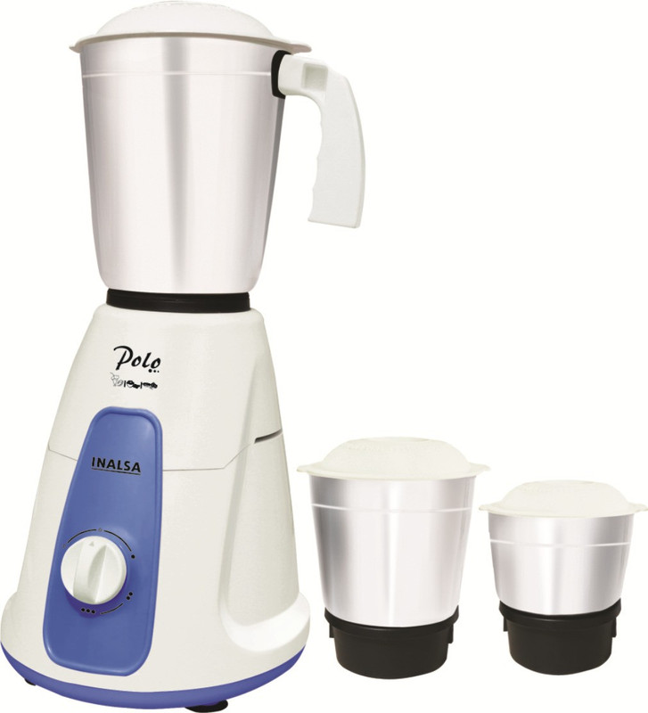 Inalsa Polo 550 W Mixer Grinder(White, Blue, 3 Jars)