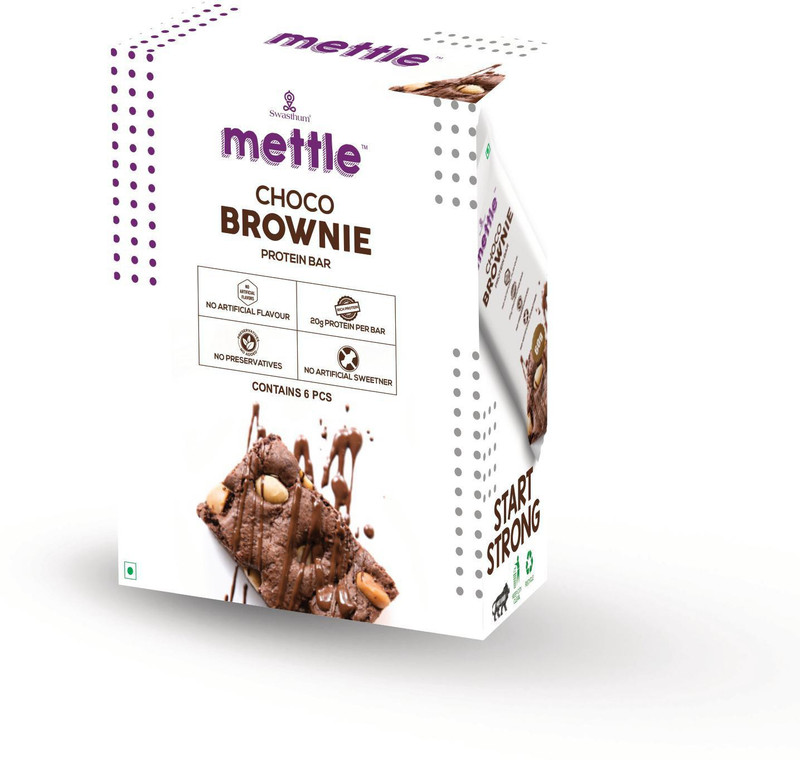 mettle Choco Brownie Protein Bar 60g Protein Bars(360 g, Choco Brownie)