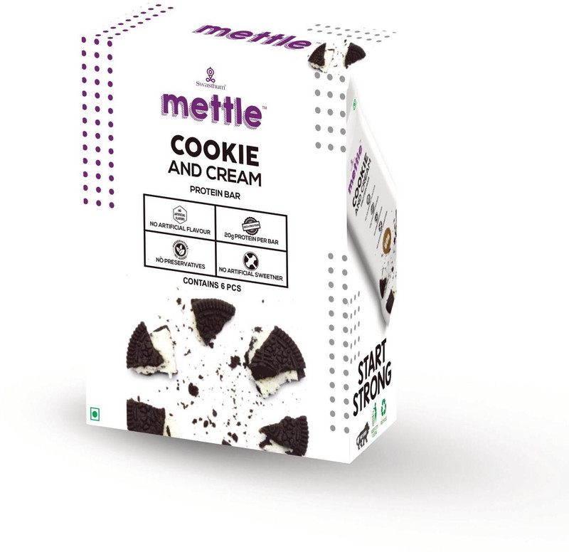 mettle Cookies and Cream Protein Bar 60g Protein Bars(360 g, Cookies and Cream)