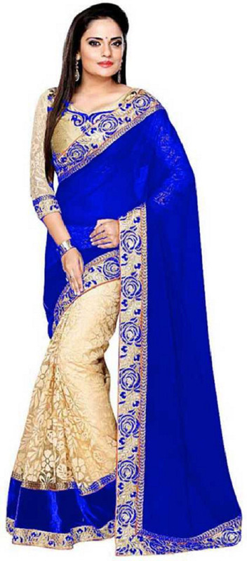 vadli fashion Self Design Fashion Poly Georgette, Cotton Blend Saree(Multicolor)