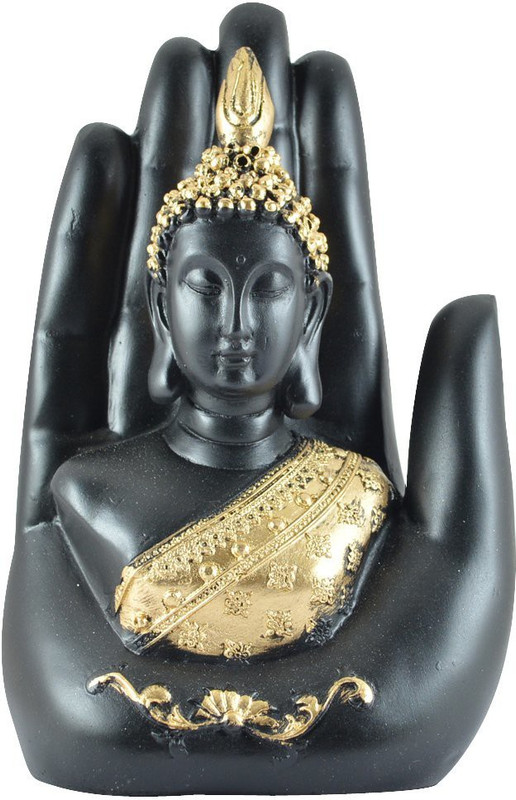 tryviz Tryviz Hand Buddha for Wealth and Success, Good Luck & Prosperity, Feng Shui Idol, Showpiece (Color, Gold & Black) Decorative Showpiece  -  8 cm(Polyresin, Black)
