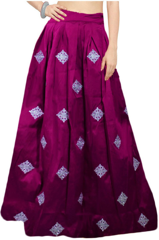 esencee Printed Women Pleated Maroon Skirt