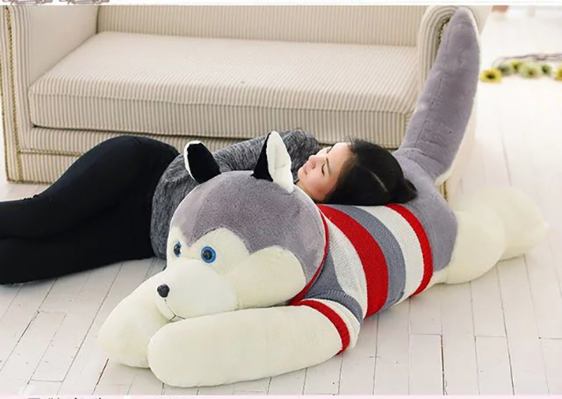 Skylofts Huge 65cm Husky Dog Soft Toy For Dog Lovers Birthday Gift Cushions for Kids  - 65 cm(Multicolor)