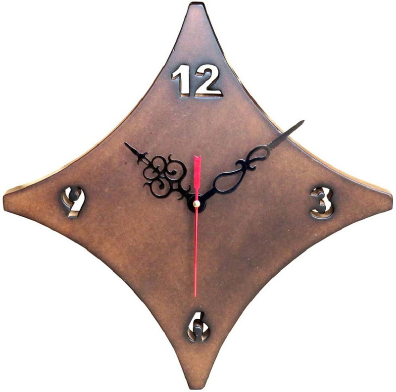smart art wood carving Analog-Digital 12 cm X 12 cm Wall Clock(Brown, Without Glass)