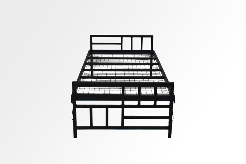 homdec Scorpius Space Saving Foldable Metal Single Bed(Finish Color -  Matt Black)