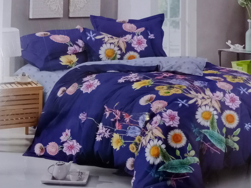 seema handloom 1 TC Polycotton Double Printed Bedsheet(Pack of 1, Blue)
